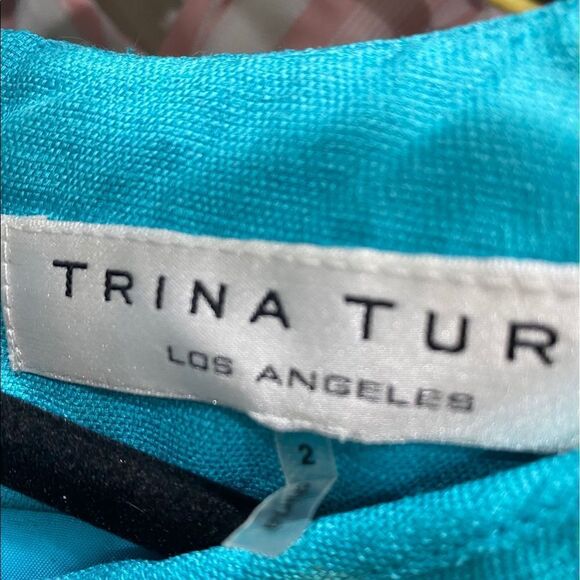 🌟 TRINA TURK Turquoise Pleated Sheath Dress - Picture 8 of 8